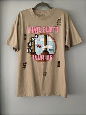 Pink Floyd Animals Tour '77 Battersea Power Station Print Distressed Tee Sz M/L